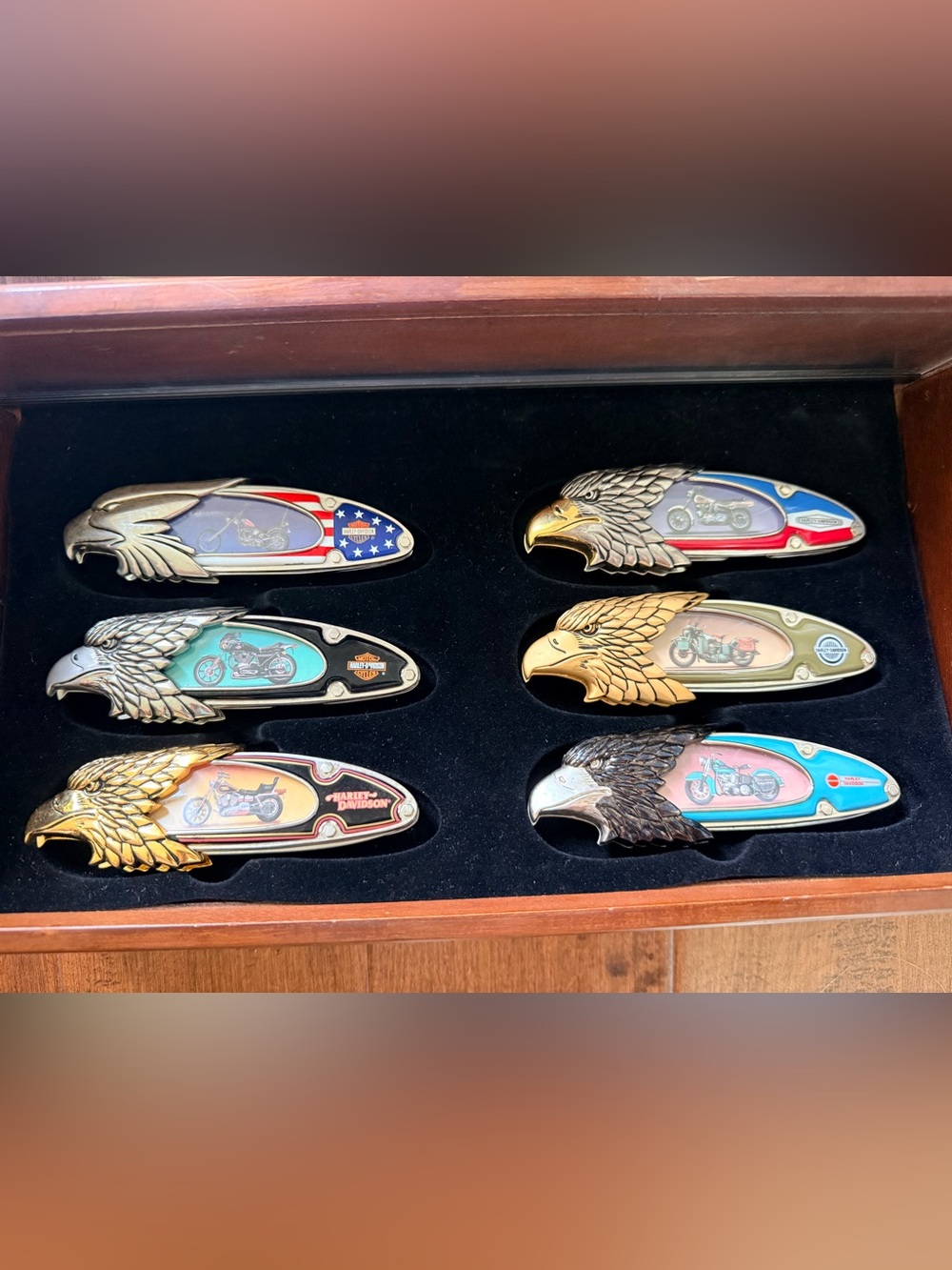 18 Harley Davidson Franklin Mint Collector Knife Set Eagle With
Cases
